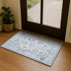 Fame Living Cream Beige Oushak Rug, Modern Small Rugs, Vintage, Turkish, Eclectic, Floral, Pastel, Washable, Door Mat, Doormat for Indoor Entrance, Entryway, Kitchen, Bathroom, Bedroom, Laundry, 2'x3'