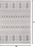 CAMILSON Micro Loop Rug 4x6 Modern Luxury Geometric Boho Diamond Area Rugs Soft High and Low Pile Stain Resistant Easy-Cleaning Non-Shedding for Living Room Office Indoor Carpet (4 x 6 / White - Gray)