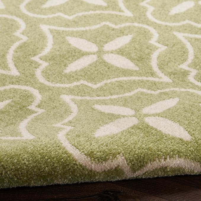 Nourison Home Nourison Essentials Green Ivory 2'2" x 7'6" Area Rug - Easy Clean, Non Shedding, Bed Room, Living Room, Dining Room, Kitchen (8' Runner)