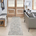Nourison Home Astra Machine Washable Grey Blue 2'2" x 12' Area Rug - Easy Clean, Non Shedding, Bed Room, Living Room, Dining Room, Kitchen (12' Runner)