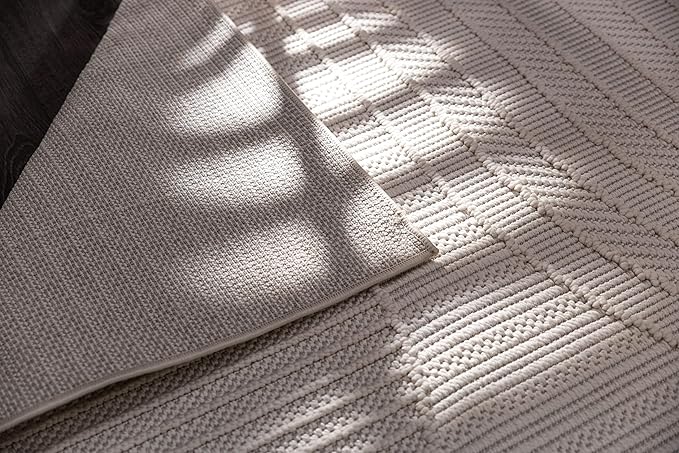 CAMILSON Micro Loop Rug 6x9 Modern Luxury Geometric Arch Area Rugs Soft High and Low Pile Stain Resistant Easy-Cleaning Non-Shedding for Living Room Office Indoor Carpet (6 x 9 / White)