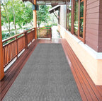 Ottomanson 2'7" x 43' Hallway Runner with Scraper Pile - Extra Durable Non-Slip Rug Mat for Indoor & Outdoor Use - Ideal for Kitchen, Entryway & Garage - High-Traffic Carpet, Gray