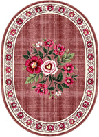 Retro Country Distressed Burgundy Green Florals Texture Bordered Rugs 12x15 for Living Room Bedroom Dining Room Soft Washable Non Skid Area Rug Guestroom Kitchen Doormats Rustic Indoor Oval Carpet