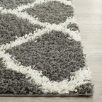 SAFAVIEH Dallas Shag Collection Runner Rug - 2'3" x 16', Dark Grey & Ivory, Trellis Design, Non-Shedding & Easy Care, 1.5-inch Thick Ideal for High Traffic Areas in Living Room, Bedroom (SGD257A)