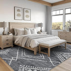ReaLife Rugs Machine Washable Area Rug - Living Room Bedroom Bathroom Kitchen Entryway Office - Padded Low Pile Stain Resistant Premium - Moroccan Diamond Tribal - Jax - Gray 4' x 6'