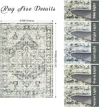 zesthome 8x10 Area Rugs-Washable Rug for Living Room, Non-Slip Backing Rugs, Stain Resistant 8x10 Rug for Bedroom, Ultra-Thin Low Pile Rugs, Vintage Large Home Decor