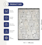 Abani Viva Cream & Grey Area Rug 4' x 6' for Living Room, Bedroom - Farmhouse Diamond Pattern - Durable & Easy to Clean