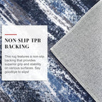 Modern Abstract Runner Rug 2x6, Navy Blue Washable Kitchen Runner Non-Slip Soft Hallway Rug Runner Thin Print Faux Wool Carpet for Entryway Bedroom Laundry Room Indoor Home Decor