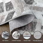 5X7 Area Rugs for Living Room Bedroom,Modern Abstract Large Carpet Washable Rugs 5X7 for Dining Room Office,Non Slip Gray Print Faux Wool Thin 5 by 7 Indoor Nursery Kids Home Pet & Child Friendly