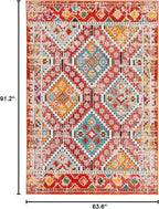 SAFAVIEH Madison Collection Area Rug - 5'3" x 7'6", Rust & Pink, Boho Diamond Distressed Design, Non-Shedding & Easy Care, Ideal for High Traffic Areas in Living Room, Bedroom (MAD418Q)