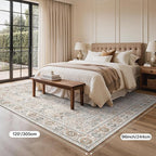 Bavni Washable Rugs 8x10-Machine Washable Rug Lightweight Low Pile, Vintage Floral Rug Non-Shedding Distressed Throw Carpet for Living Room Bedroom Office, Beige Gery