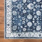 Bloom Rugs Washable Non-Slip 10x14 Rug - Dark Blue Traditional Bordered Area Rug for Living Room, Bedroom, Dining Room, and Kitchen - Exact Size: 10' x 14'