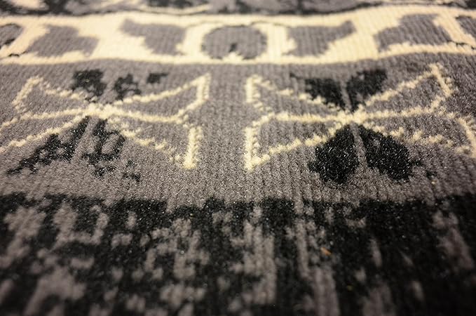 Unique Loom Taftan Collection Border Geometric Tribal Inspired Design Area Rug (8' 0 x 10' 0 Rectangular, Black/ Gray)