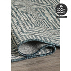 FH Home Outdoor Rug - Waterproof Easy to Clean Stain Resistant - Patio Indoor Outdoor Porch Deck Balcony Entryway - Geometric Modern - Budapest - Aqua - 5ft 2in x 7ft 6in