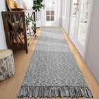 Collive Long Hallway Runner - 2.6' x 10', Washable Indoor Entryway Rug, Grey/Cream Braided Woven Kitchen Rugs, Low-Profile Front Door Floor Carpet for Laundry Room, Bedroom Doorway