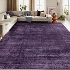 Kokia Abstract Area Rugs 9x12 Bedroom Washable Decor Low Pile Non-Slip Non-Shedding Indoor Carpet Foldable Stain Resistant Floor Mat Living Room Dining Room, Purple Rug, Oslo Dusty