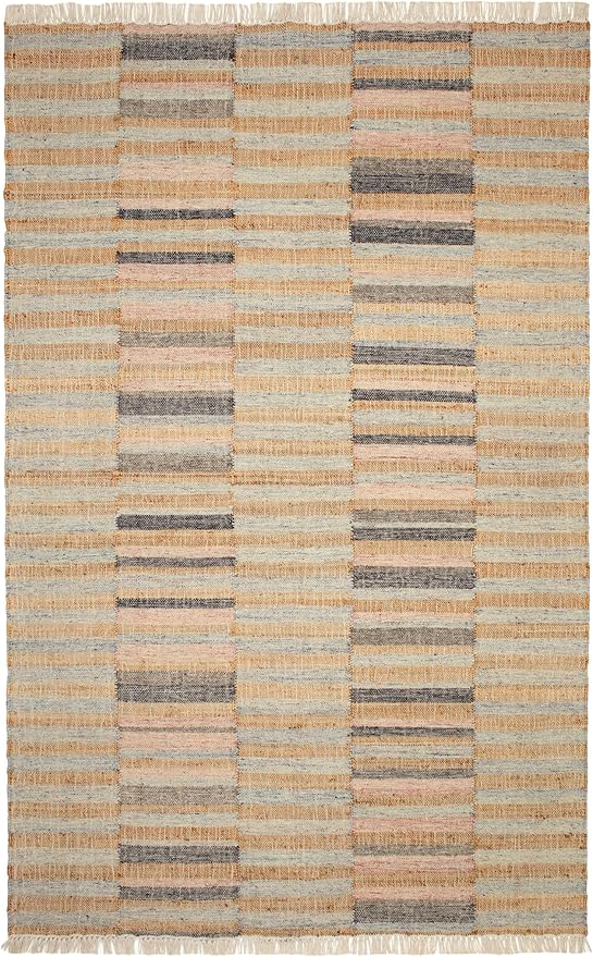 Dash & Albert Ravel Stripe Blue Handwoven Wool Rug, 8.5 X 11.5 Feet, Blue Geometric Pattern
