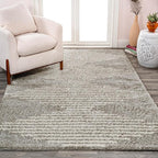 JONATHAN Y Elm Diamond Stripe Shag Gray/Ivory Indoor Area Rug, 3x5, Geometric, Bohemian, Contemporary, Easy-Cleaning for Living Room, Bedroom, Kitchen, Pet Friendly, Non-Shedding (MOH408B-3)