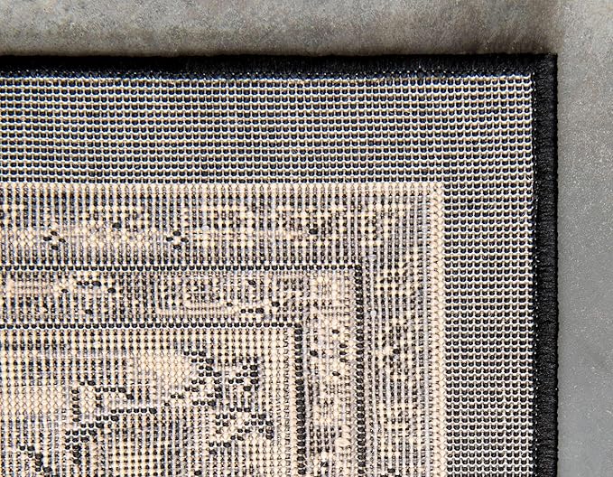 Unique Loom Sialk Hill Collection Area Rug - Washington (6' 1" x 9' Rectangle Black/Gray)