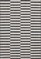 Unique Loom Outdoor Striped Collection Area Rug - Striped (7' 1" x 10' Rectangle, Charcoal/Ivory)