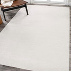 Eyely UES100T-15 Supersoft Haze Solid Low-Pile Indoor Area Rug, Coastal, Bohemian, Minimalist, Classic, Casual for Bedroom,Kitchen,Living Room,Non Shedding,Easy-Washing, Cream, 12 X 15