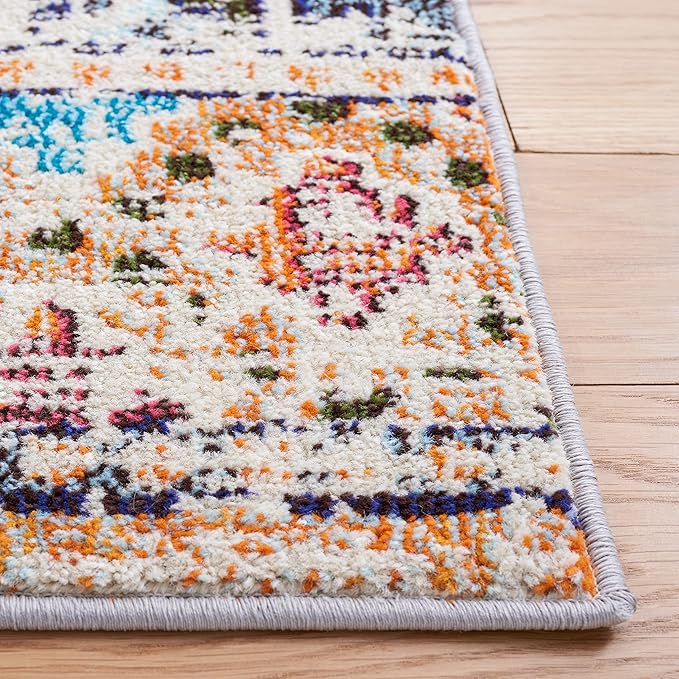 SAFAVIEH Madison Collection Area Rug - 5'3" x 7'6", Orange & Beige, Boho Diamond Distressed Design, Non-Shedding & Easy Care, Ideal for High Traffic Areas in Living Room, Bedroom (MAD418P)