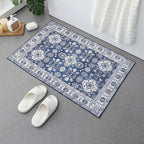 VK VK·LIVING Entryway Washable Rug 2'x3' Small Boho Bathroom Throw Area Rug Non Slip Doormat Indoor Front Door Machine Washable Carpet for Bathroom Kitchen Vintage (Navy)