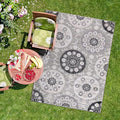 CAMILSON Indoor Outdoor Rug 8x10 Bohemian Medallion Floral Area Rugs for Indoor and Outdoor Patios Easy-Cleaning Non-Shedding Living Room Garden and Kitchen Washable Outside Carpet (8 x 10 / Gray)