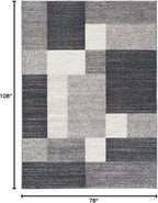 Rugshop Gray Modern Geometric Boxes Non-Slip Area Rug Non-Shedding for Living Room, Dining Room and Bedroom, 6'6" x 9'