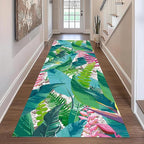 Tropical Rug Runner 2.6x7ft - Non-Slip Durable Floral Leaf Pattern Carpet for Hallway, Stairs, Entryway, Easy Clean Floor Decor