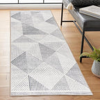 ReaLife Rugs Machine Washable Area Rug Runner - Living Room Bedroom Bathroom Kitchen Entryway Office - Padded Low Pile Stain Resistant Premium - Modern Geometric Contemporary - Miles - Gray 2'6"x10'