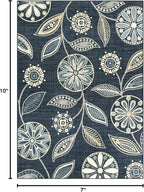 Maples Rugs Reggie Floral Area Rug - Made in USA - Low Pile, Non Slip, Pet-Friendly Mat for Living Room, Bedroom, and Office, 7' x 10', Persian Blue