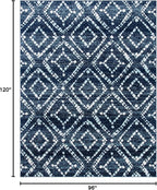 SAFAVIEH Area Rug 8x10 - Adirondack Collection - Large - Navy & Ivory, Geometric Trellis Pattern, Non-Shedding & Easy Cleaning, Ideal for Living Room, Bedroom, Office, Dining Space (ADR131N)