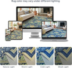 Bavni 5x7 Area Rugs for Living Room, Microfiber Machine Washable Non-Slip Vintage Floral Rug, Low Pile Lightweight Carpet for Bedroom, Dining Room, Home Office, Navy Blue & Sage Green