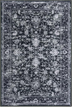 KILOCOCO Small Area Rug 2x3 Entryway Rugs Printed Vintage Moroccan Floral Washable Rug Non-Slip Kitchen Rug Indoor Door Mat, Accent Throw Small Rugs for Laundry Room Bedroom Entrance, Black/Navy/White