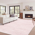 Art&Tuft Washable Rugs 6x9, Low Pile Area Rugs for Living Room - Non Slip and Stain Resistant Soft Thin 6x9 Rug for Bedroom, Dining Room, Kitchen, Office, Lightpink