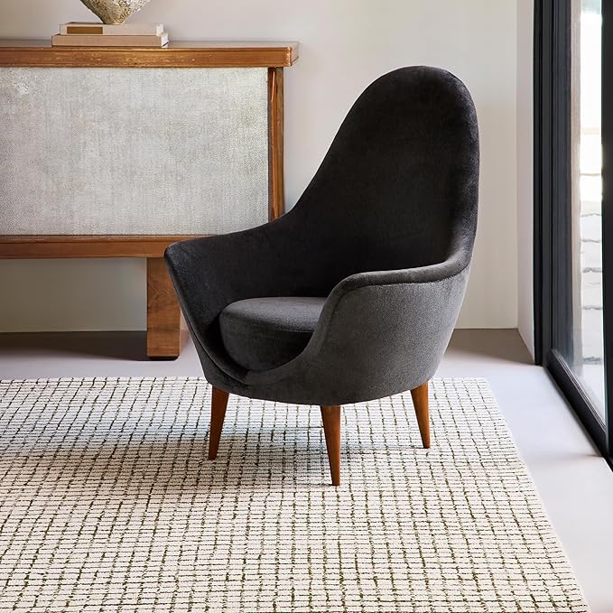 Rugs USA Melrose Green/Ivory, 8'6" x 11'6", Handmade, Wool & Cotton, Soft and Cozy, High Traffic, Stain Resistant, Easy Clean, Durable Area Rug for Bedroom, Living Room, Dining Space, Den, Entryway