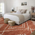 ReaLife Rugs Machine Washable Area Rug - Living Room Bedroom Bathroom Kitchen Entryway Office - Padded Low Pile Stain Resistant Premium - Moroccan Diamond Tribal - Jax - Orange 6' x 8'