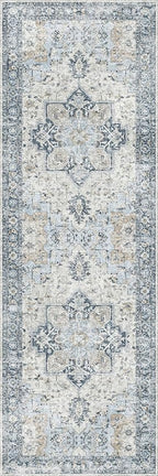 GENIMO Runner Rug 2x6, Machine Washable Runners, Non Slip Vintage Hallway Runner Rugs, Low Pile Lightweight Mat for Entryway, Hallway, Kitchen and Corridor, Blue
