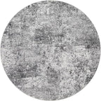6ft Round Area Rug Living Room Rugs - 6x6 Washable Large Soft Indoor Neutral Modern Abstract Low Pile Rug Carpet for Bedroom Dining Room Farmhouse Home Office - Grey
