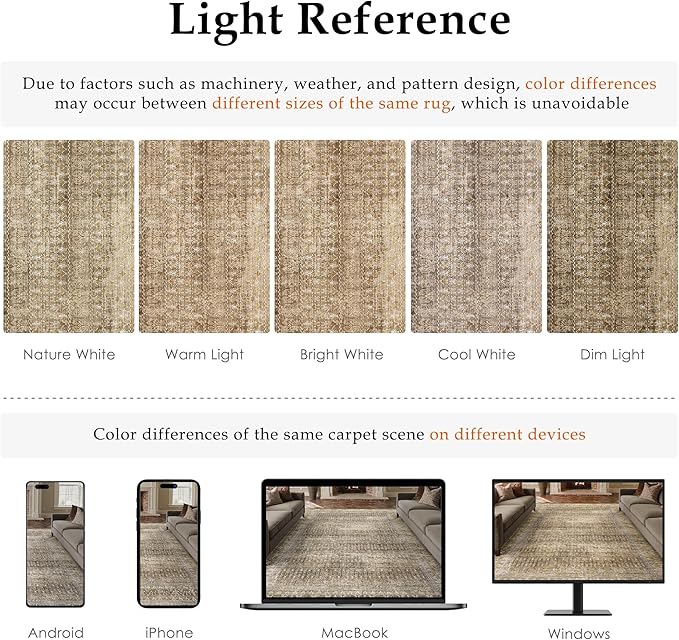 Brown 6x9 Area Rug for Living Room Washable Vintage Distressed Large Carpet Bedroom Low Pile Non Slip Indoor Soft Retro Throw Accent Rug Office Kitchen Bathroom Dining Room