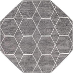 Unique Loom Trellis Frieze Collection Area Rug - Geometric (5' Octagon, Dark Gray/ Ivory)