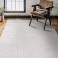 CAMILSON Micro Loop Rug 4x6 Modern Luxury Geometric Arch Area Rugs Soft High and Low Pile Stain Resistant Easy-Cleaning Non-Shedding for Living Room Office Indoor Carpet (4 x 6 / White)