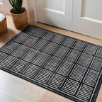 Rugshop Bohemian Stripe Lines Washable Non Slip Area Rug 2' x 3' Black