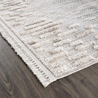 Hauteloom Poydras Farmhouse Living Room Bedroom Modern Moroccan Area Rug - Soft Shaggy High Low Carpet - High Pile - Bohemian, Boho - Gray, Beige, Cream - 6'7" x 9'