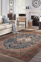 Keen Home Design 10x14 Rug - Machine Washable Area Rug with Non-Slip Backing, Ideal for Living Room, Dining Room, Bedroom - Vintage, Easy Clean, Durable, Low Pile Rug - (9'7" x 14')