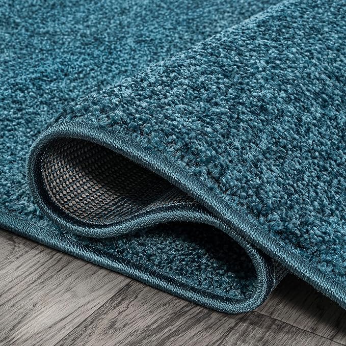 Eyely UES100H-15 Supersoft Haze Solid Low-Pile Indoor Area Rug, Coastal, Bohemian, Minimalist, Classic, Casual for Bedroom,Kitchen,Living Room,Non Shedding,Easy-Washing, Blue, 12 X 15