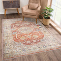 Bloom Rugs Caria Washable Non-Slip 9x12 Rug - Orange/Olive Beige Traditional Area Rug for Living Room, Bedroom, Dining Room, and Kitchen - Exact Size: 9' x 12'