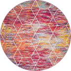 Unique Loom Trellis Frieze Collection Area Rug - Geometric (7' Round, Multi/ Ivory)