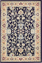Unique Loom Sialk Hill Collection Area Rug - Washington (4' 1" x 6' 1" Rectangle Navy Blue/Cream)